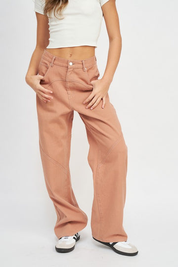 Terracotta Stitch Detail Pants