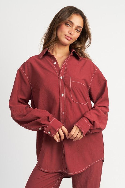 Contrast Stitch Button Down