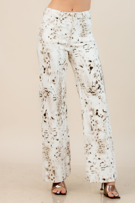 Layla Abstract Animal Print Stretch Denim Pants