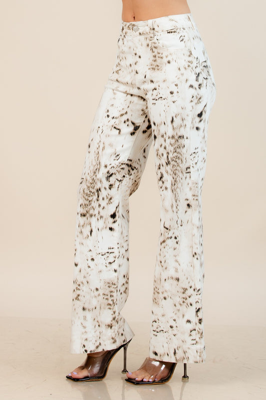 Layla Abstract Animal Print Stretch Denim Pants